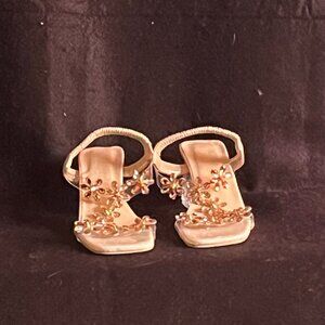 Yucheng Glittery Champange Pink Flower Sandals